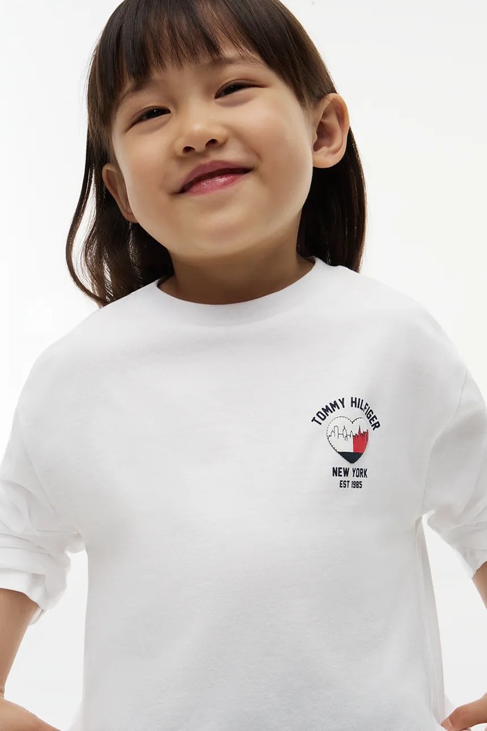 Longsleeve dziecięcy bawełniany Tommy Hilfiger biały KG0KG09660.9BY2