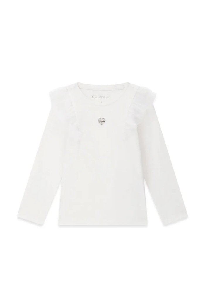 Guess Longsleeve dziecięcy bawełniany z elastanem biały K6BI19.K5852.9BY2