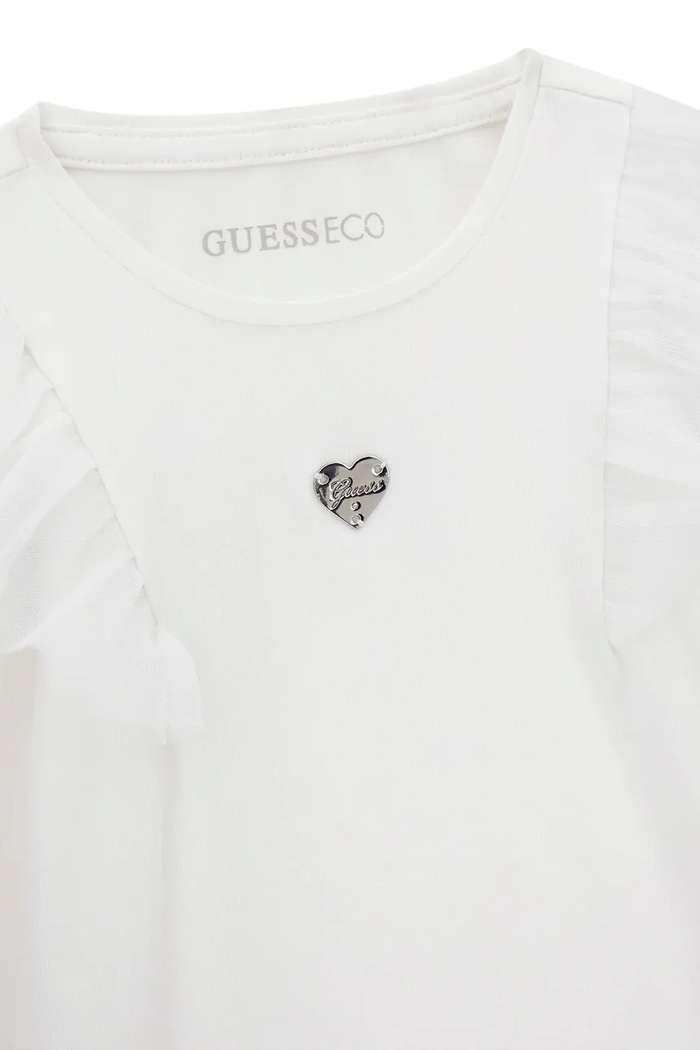 Dziewczynka Guess Longsleeve dziecięcy bawełniany z elastanem K6BI19.K5852.9BY2 biały
