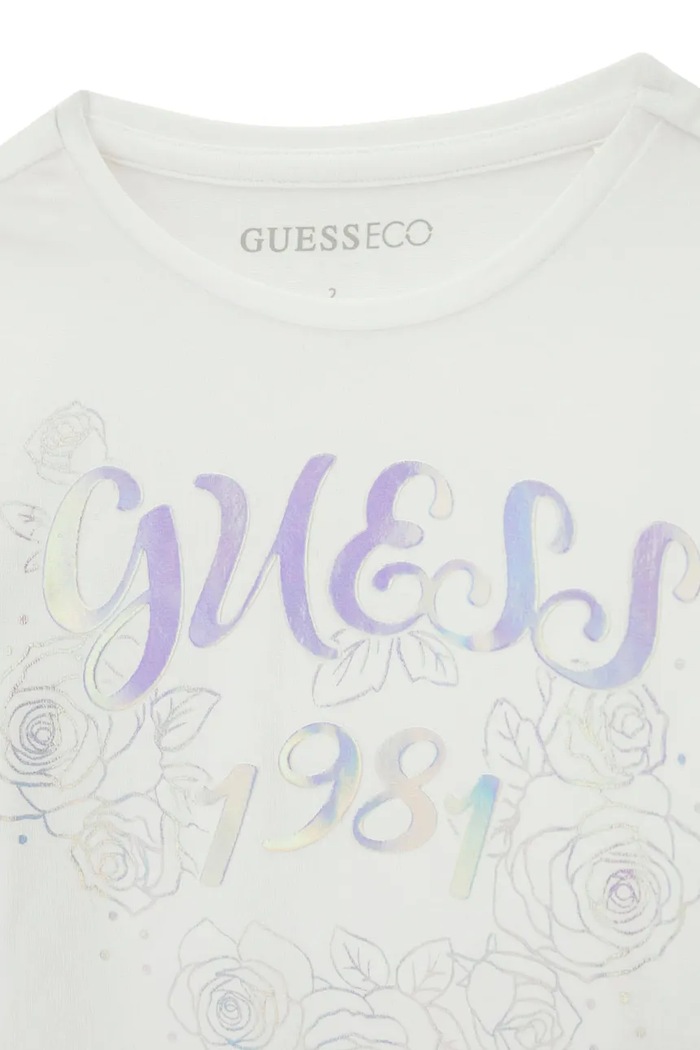 Dziewczynka Guess Longsleeve dziecięcy bawełniany z elastanem K6BI18.K5850.9BY2 biały
