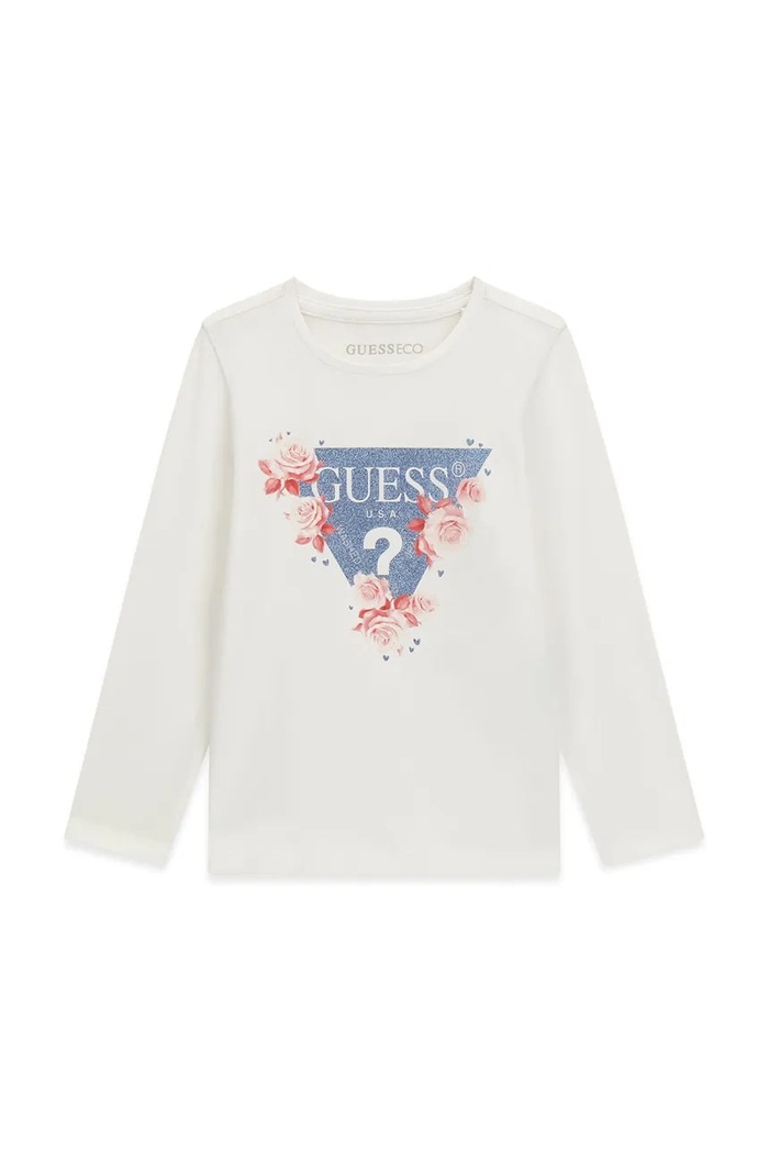 Guess Longsleeve dziecięcy bawełniany biały K6BI17.K5848.9BY2
