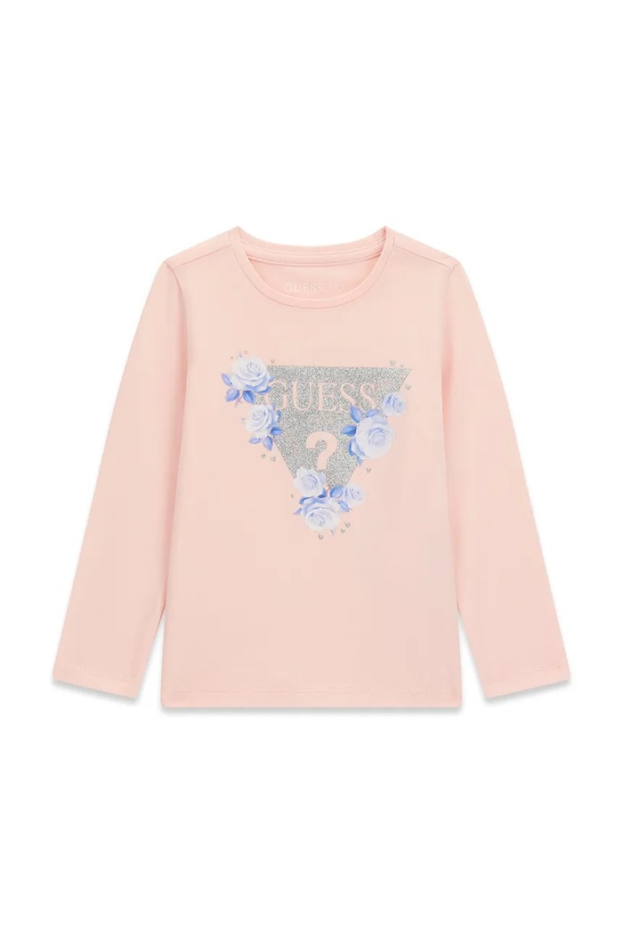 Guess Longsleeve dziecięcy bawełniany różowy K6BI17.K5848.9BY2