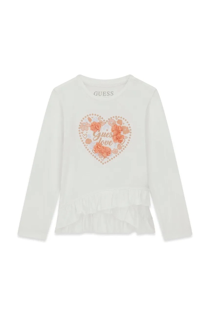 Guess Longsleeve dziecięcy bawełniany z elastanem biały K6BI16.K5845.9BY2