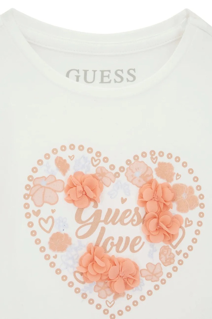 Dziewczynka Guess Longsleeve dziecięcy bawełniany z elastanem K6BI16.K5845.9BY2 biały