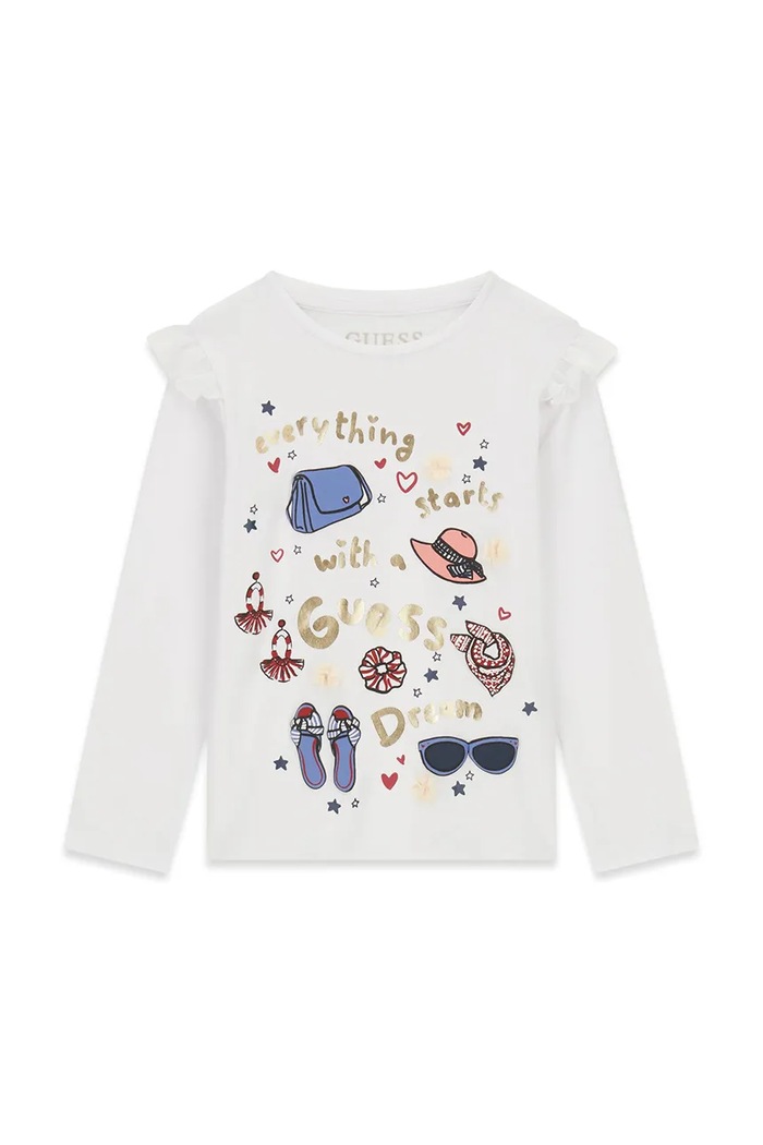 Guess Longsleeve damski bawełniany biały K6BI14.K5841.9BY2