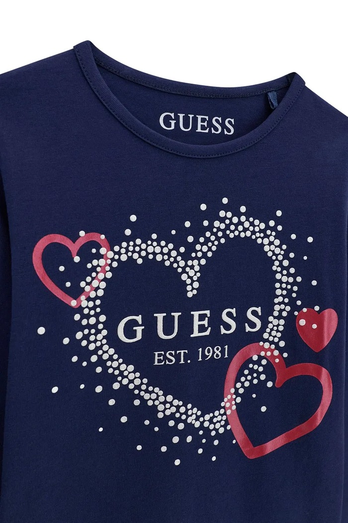 Dziewczynka Guess Longsleeve dziecięcy bawełniany z elastanem K6BI10.K5834.9BY2 granatowy