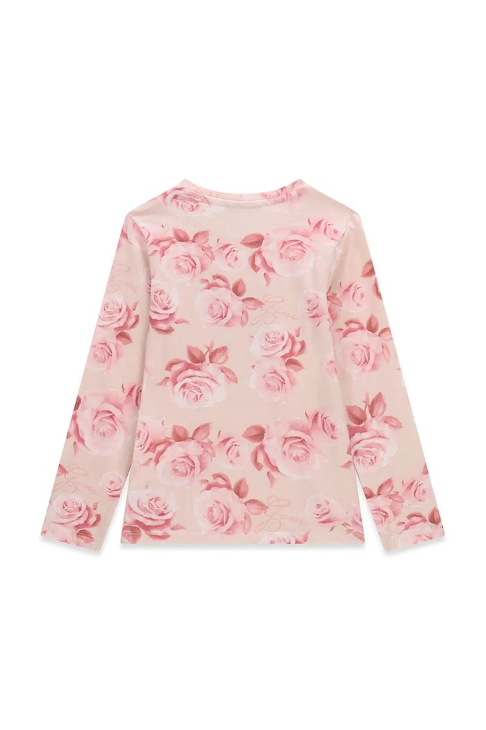 Guess Longsleeve dziecięcy bawełniany z elastanem K6BI07.K5805.9BY2 różowy AW26