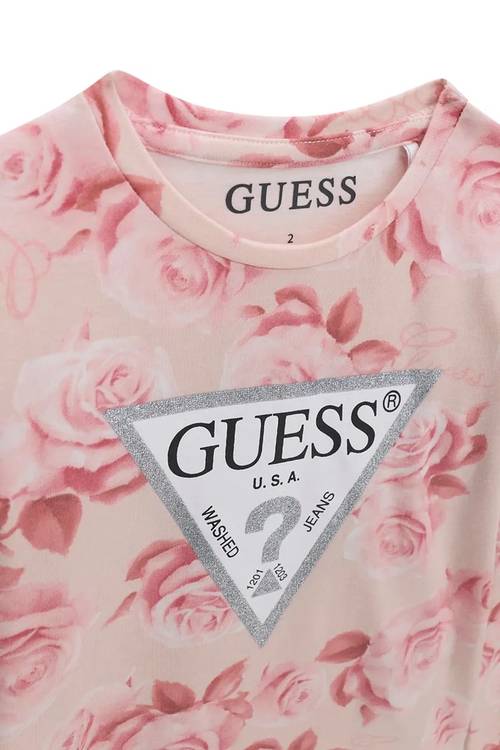 Dziewczynka Guess Longsleeve dziecięcy bawełniany z elastanem K6BI07.K5805.9BY2 różowy