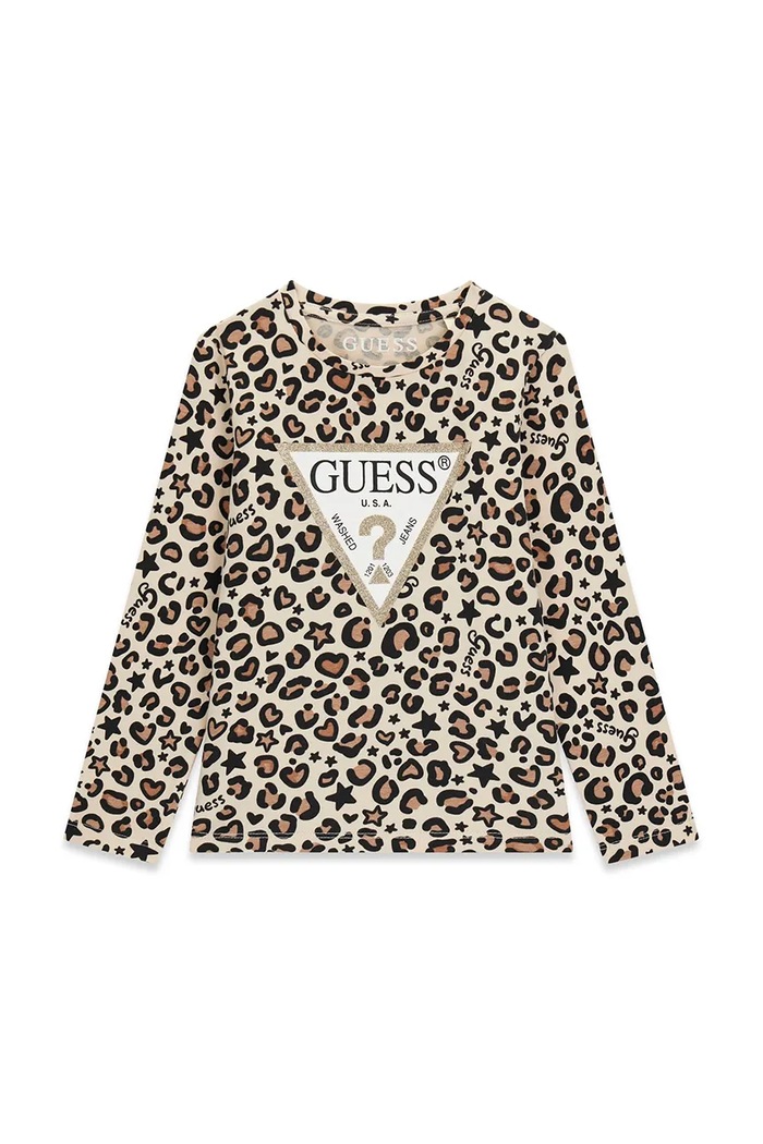 Guess Longsleeve dziecięcy bawełniany z elastanem beżowy K6BI07.K5805.9BY2