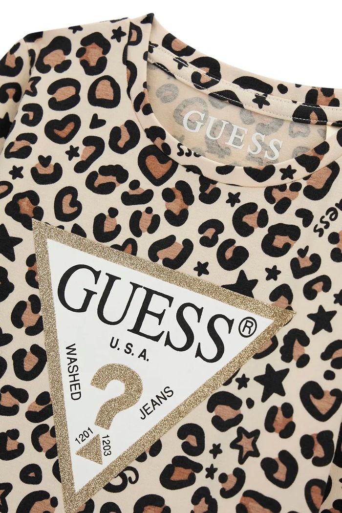 Dziewczynka Guess Longsleeve dziecięcy bawełniany z elastanem K6BI07.K5805.9BY2 beżowy