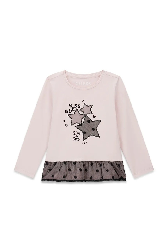 Guess Longsleeve dziecięcy bawełniany z elastanem różowy K6BI06.K5803.9BY2