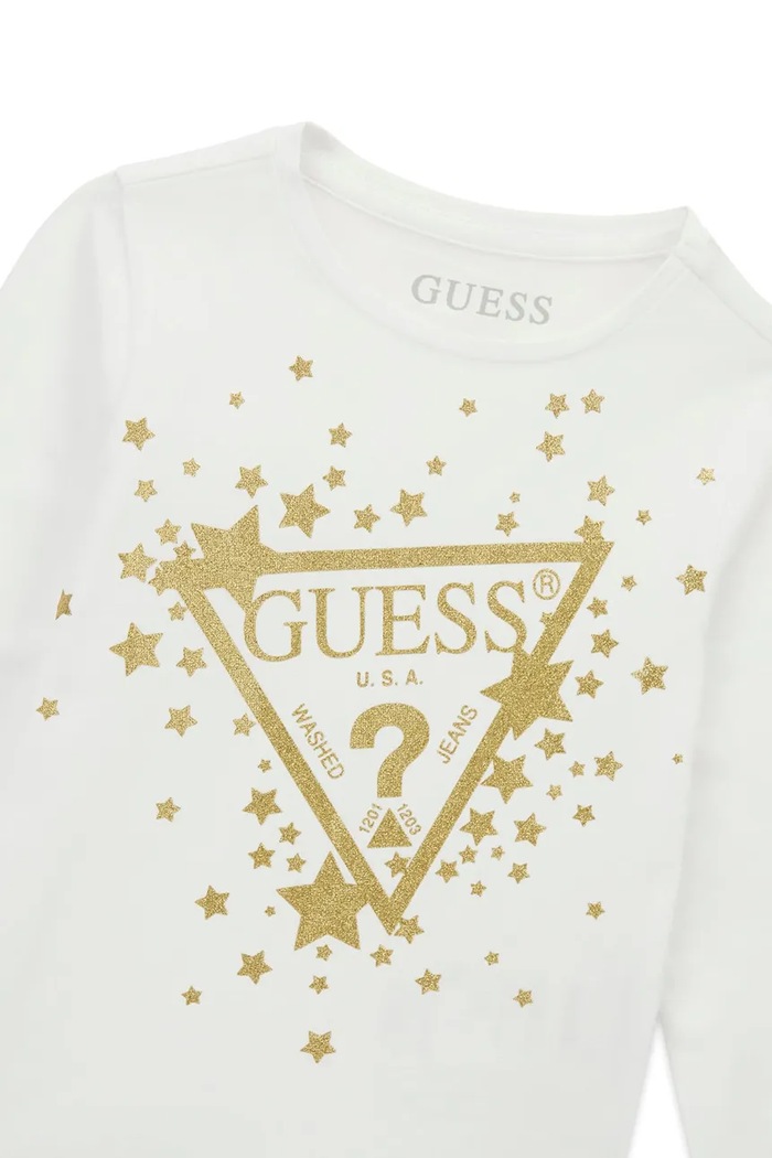 Dziewczynka Guess Longsleeve dziecięcy bawełniany z elastanem K6BI03.K5796.9BY2 biały