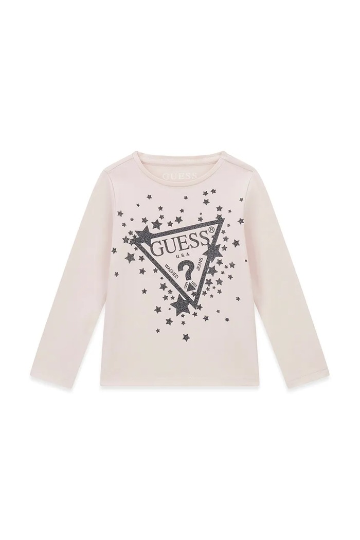 Guess Longsleeve dziecięcy bawełniany z elastanem różowy K6BI03.K5796.9BY2
