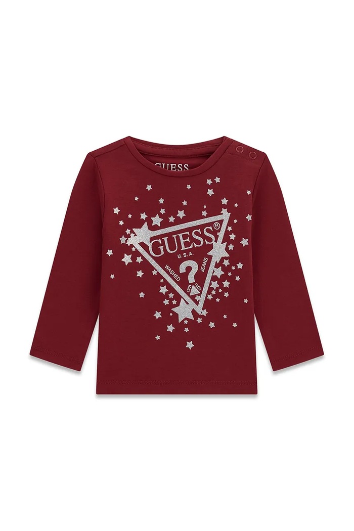 Guess Longsleeve dziecięcy bawełniany z elastanem bordowy K6BI03.K5796.9BY2