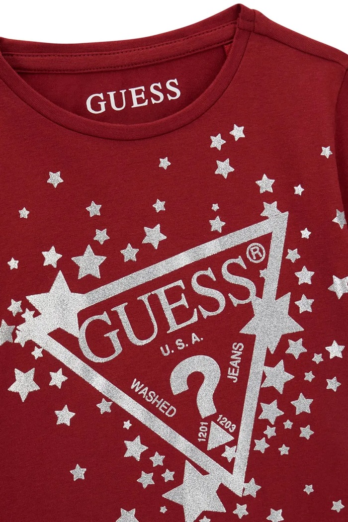 Dziewczynka Guess Longsleeve dziecięcy bawełniany z elastanem K6BI03.K5796.9BY2 bordowy
