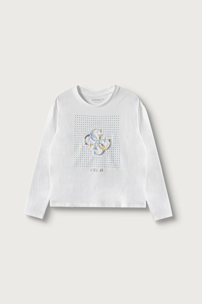 Guess Longsleeve dziecięcy bawełniany z elastanem biały J6BI30.K5832.9BY2