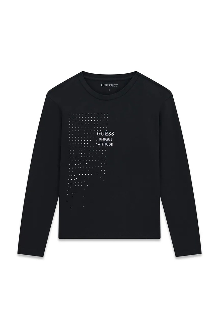 Guess Longsleeve dziecięcy bawełniany z elastanem czarny J6BI30.K5832.9BY2