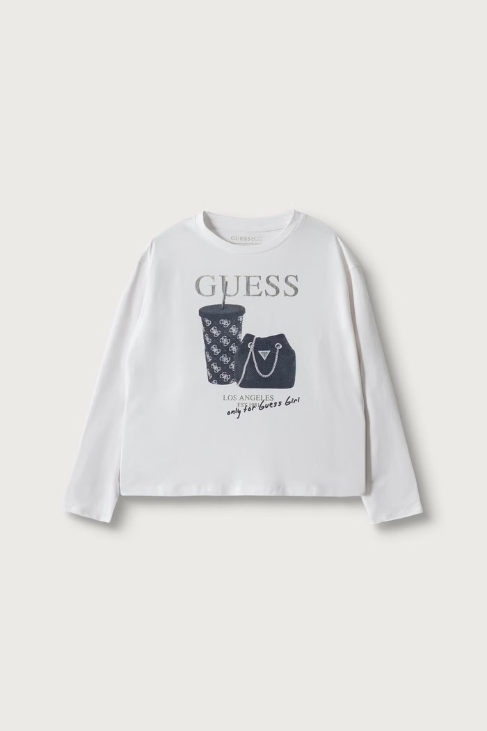 Guess Лонгслив для детей из хлопка с эластаном белый J6BI24.K6578.9BY2