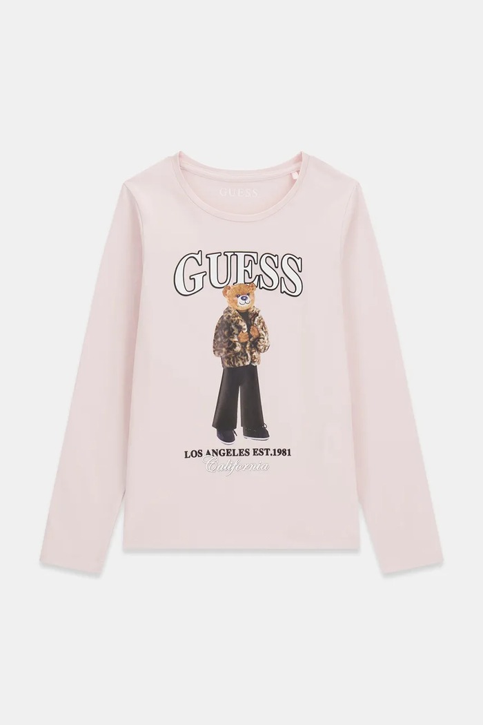 Guess Longsleeve dziecięcy bawełniany z elastanem różowy J6BI12.K5793.9BY2