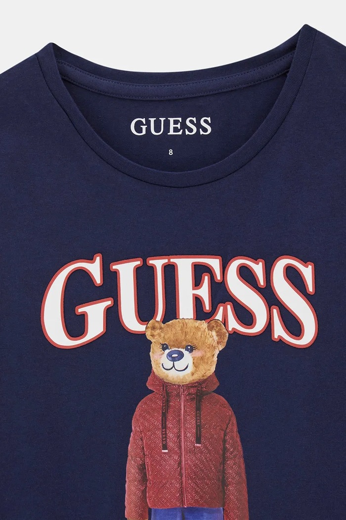 Dziewczynka Guess Longsleeve dziecięcy bawełniany z elastanem J6BI12.K5793.9BY2 granatowy