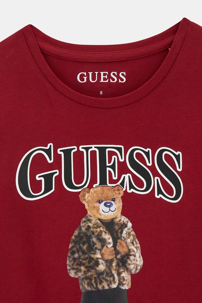Dziewczynka Guess Longsleeve dziecięcy bawełniany z elastanem J6BI12.K5793.9BY2 bordowy