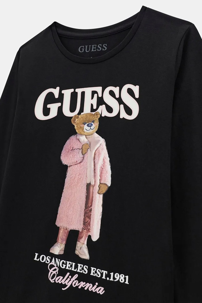 Dziewczynka Guess Longsleeve dziecięcy bawełniany z elastanem J6BI12.K5793.9BY2 czarny