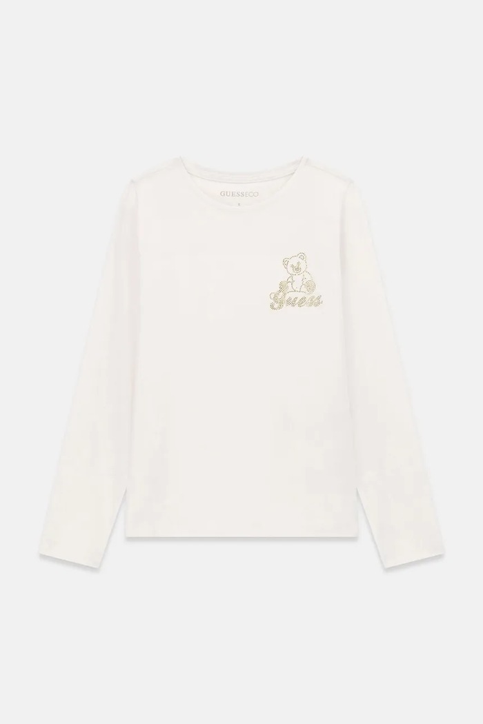 Guess Longsleeve dziecięcy bawełniany z elastanem biały J6BI09.K5783.9BY2