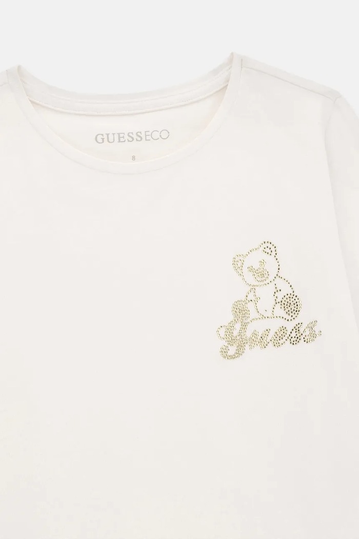 Dziewczynka Guess Longsleeve dziecięcy bawełniany z elastanem J6BI09.K5783.9BY2 biały