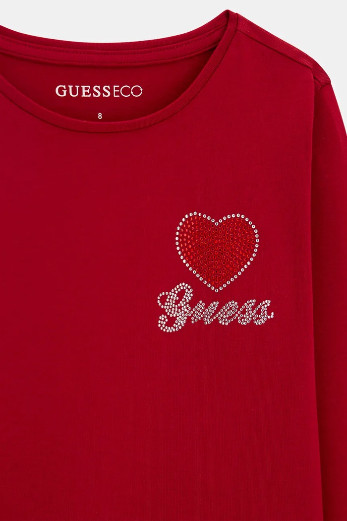 Dziewczynka Guess Longsleeve dziecięcy bawełniany z elastanem J6BI09.K5783.9BY2 czerwony
