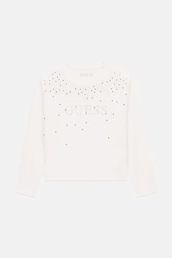 Guess Longsleeve dziecięcy bawełniany z elastanem biały J6BI08.K5778.9BY2