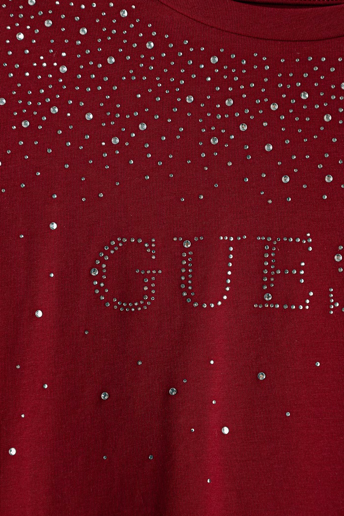Dievča Guess Tričko s dlhým rukávom detské bavlnené s elastanom J6BI08.K5778.9BY2 burgundské