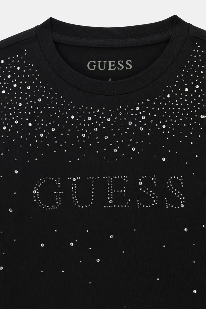 Dziewczynka Guess Longsleeve dziecięcy bawełniany z elastanem J6BI08.K5778.9BY2 czarny