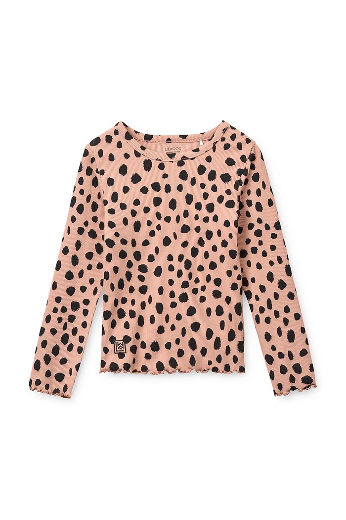 Liewood Longsleeve dziecięcy bawełniany z elastanem Nieve Printed Longsleeve Rib T-shirt LW20679.9BY2 różowy AW26