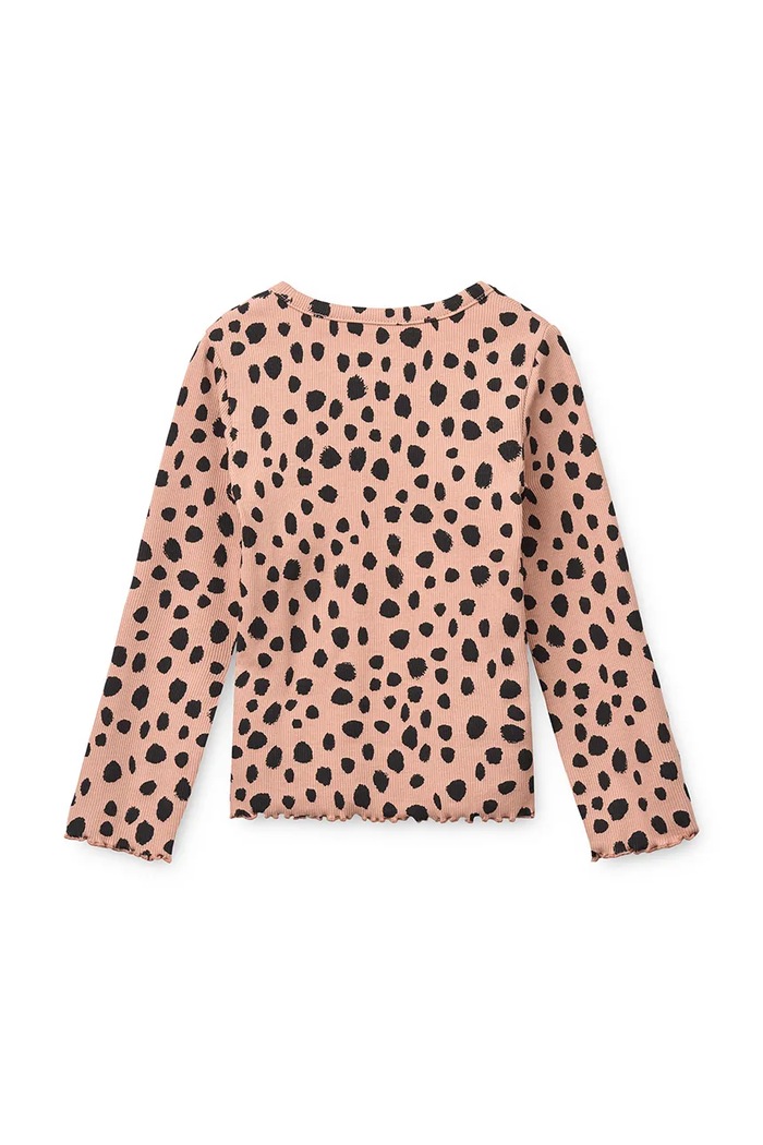 Dziewczynka Liewood Longsleeve dziecięcy bawełniany z elastanem Nieve Printed Longsleeve Rib T-shirt LW20679.9BY2 różowy