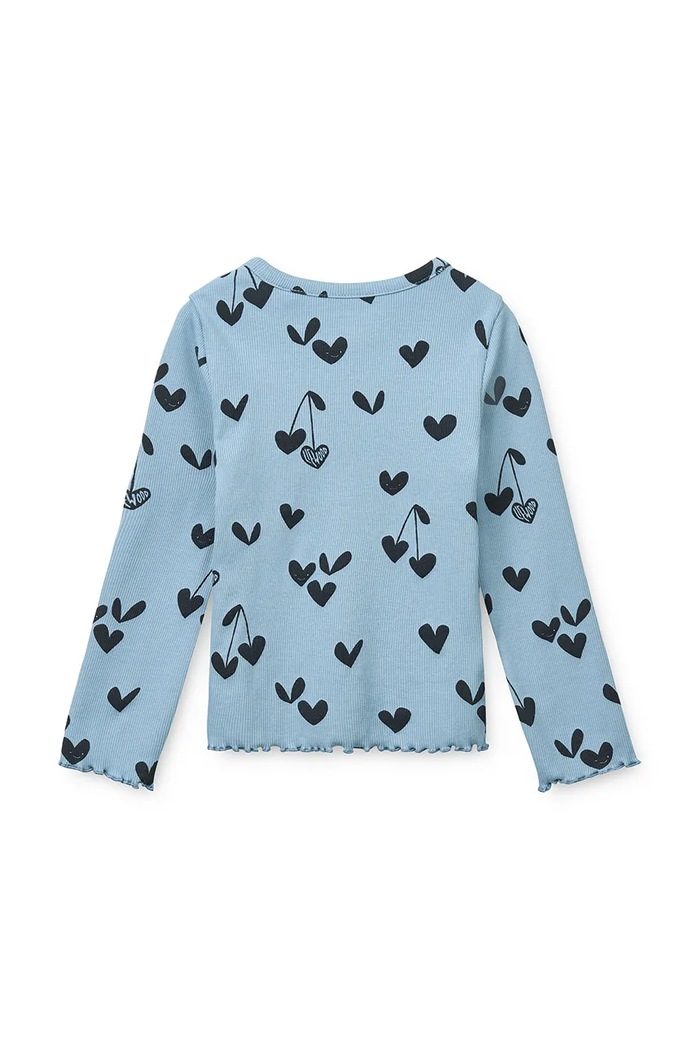 Liewood Longsleeve dziecięcy bawełniany z elastanem Nieve Printed Longsleeve Rib T-shirt LW20679.9BY2 niebieski AW26