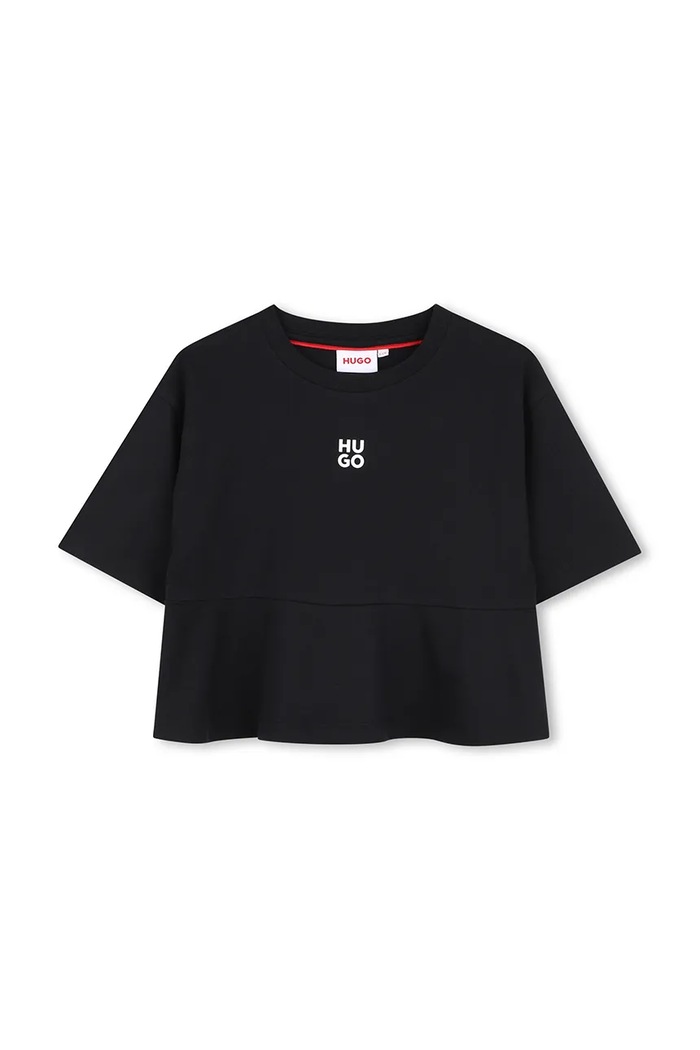 HUGO T-shirt dziecięcy z bawełną G01260.162.174 czarny AW26