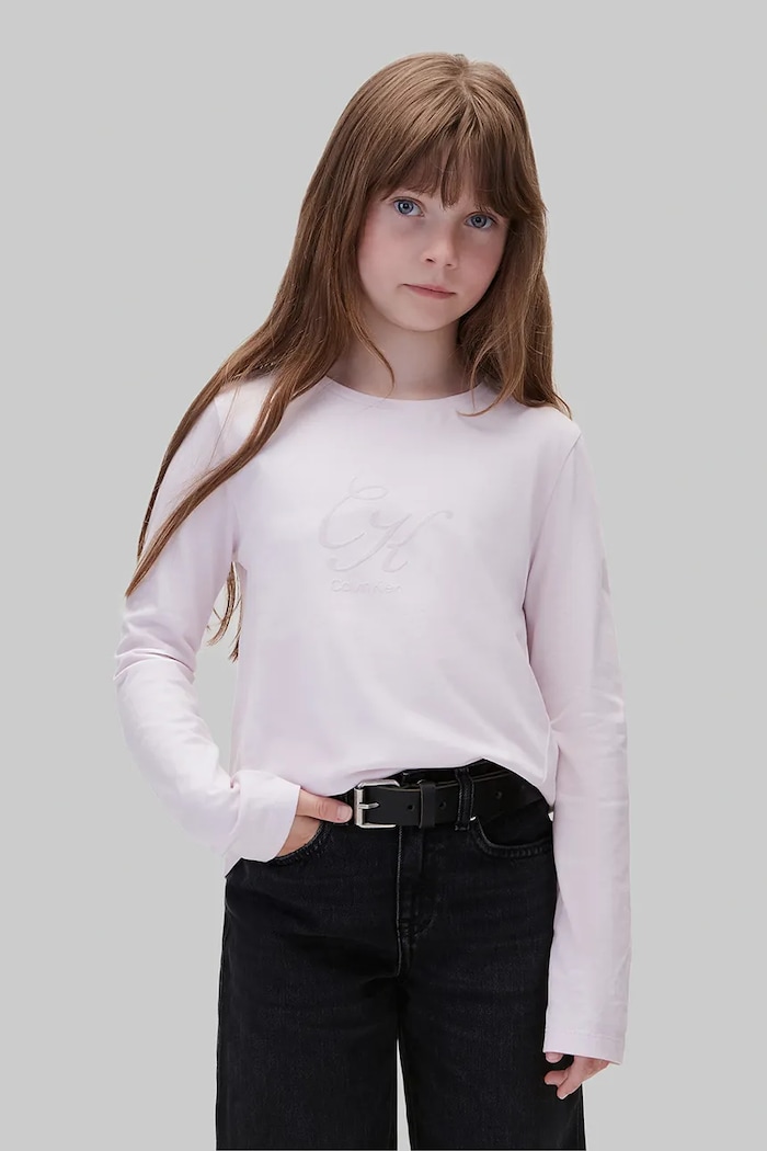 Calvin Klein Jeans Longsleeve dziecięcy bawełniany fioletowy LVCKFJA15G.128.170.9BY2