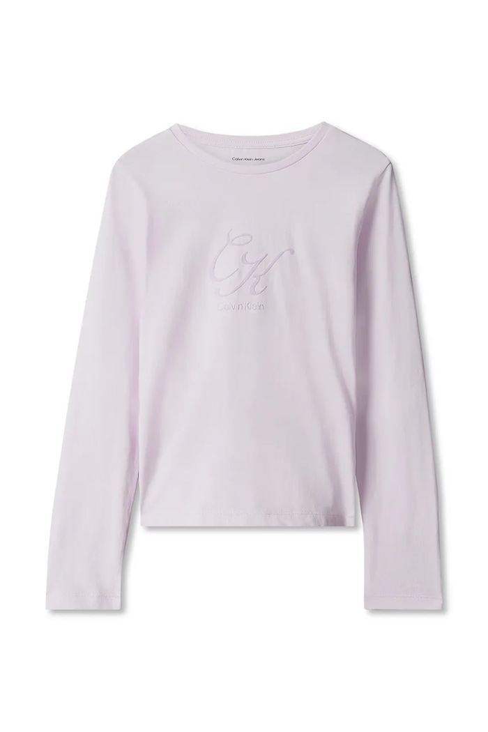 Calvin Klein Jeans Longsleeve dziecięcy bawełniany LVCKFJA15G.128.170.9BY2 fioletowy AW26