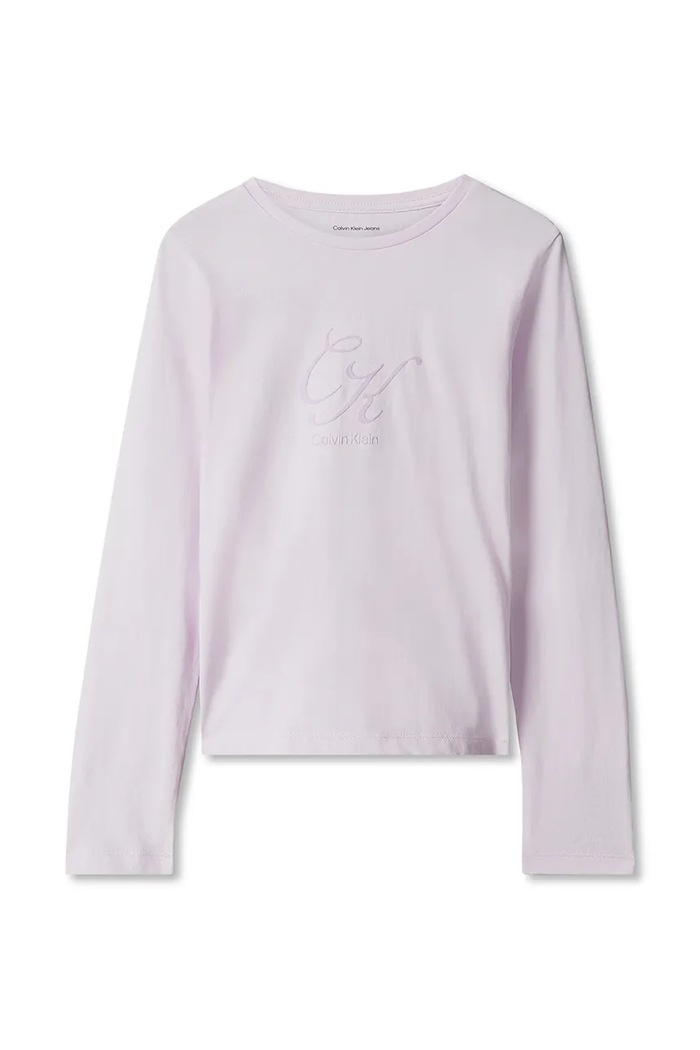 Calvin Klein Jeans Longsleeve dziecięcy bawełniany LVCKFJA15G.104.116.9BY2 fioletowy AW26
