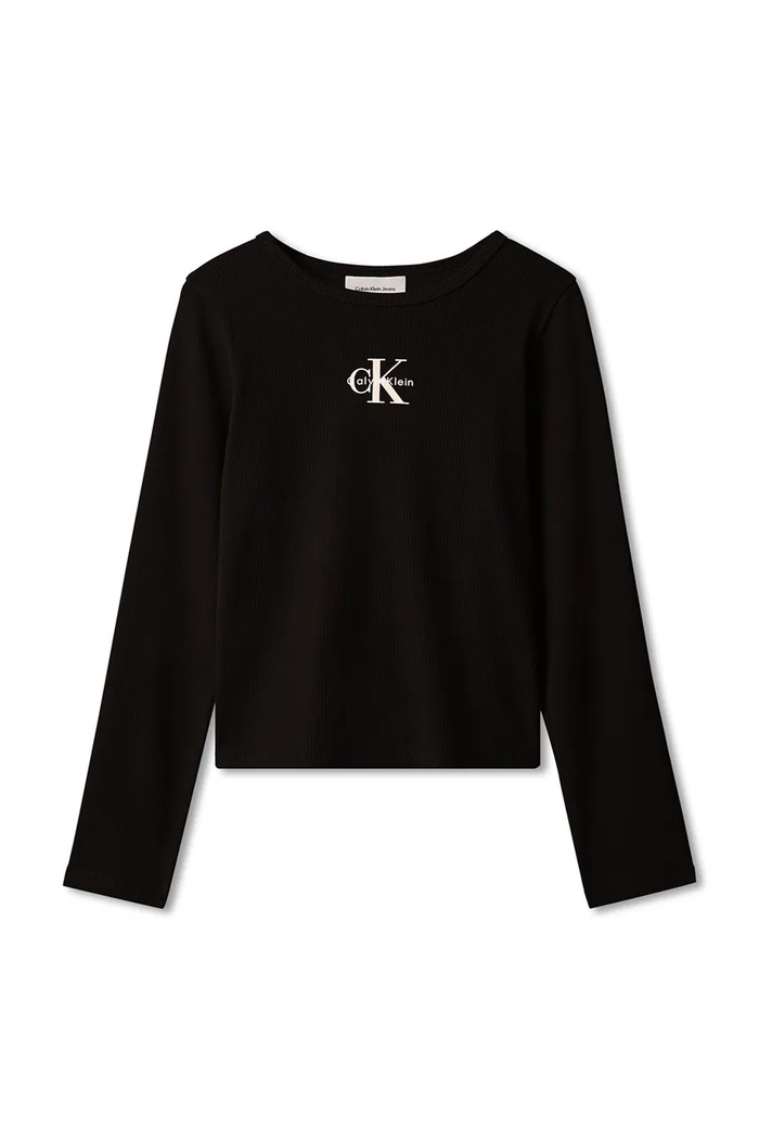 Calvin Klein Jeans Longsleeve dziecięcy bawełniany z elastanem LVCKFJB06G.128.170.9BY2 czarny AW26