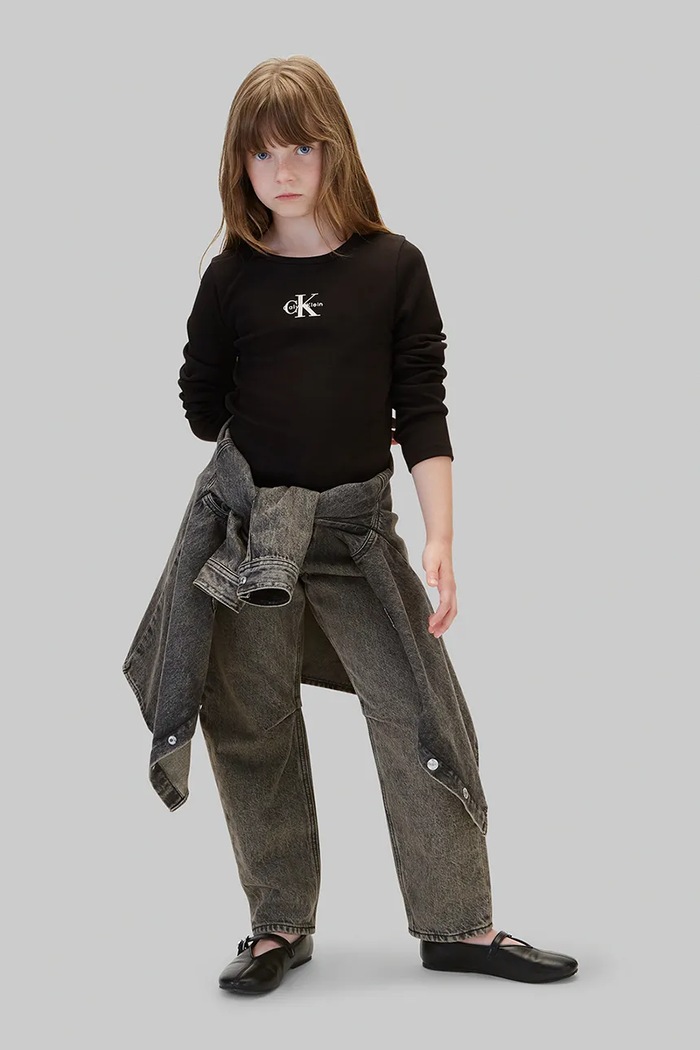 Longsleeve dziecięcy bawełniany z elastanem Calvin Klein Jeans LVCKFJB06G.128.170.9BY2 czarny