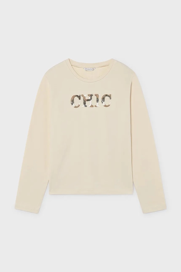 Mayoral longsleeve dziecięcy bawełniany z elastanem beżowy 7058.8B.Junior.9BY2