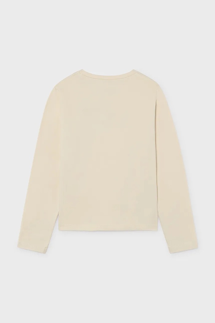 Mayoral longsleeve dziecięcy bawełniany z elastanem 7058.8B.Junior.9BY2 beżowy AW26