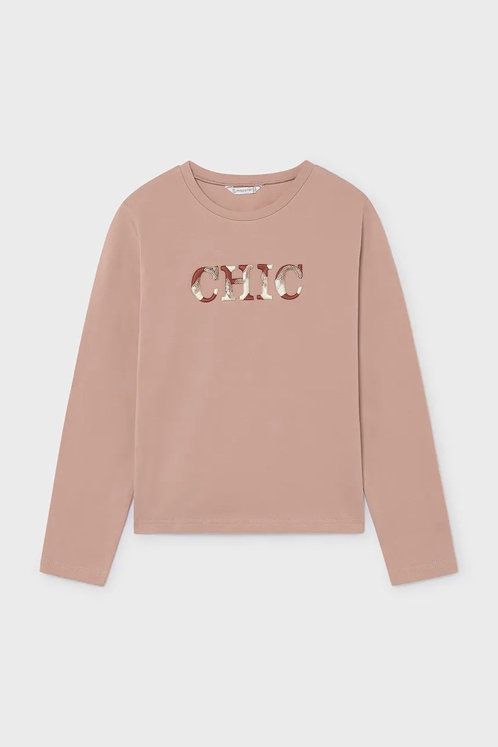 Mayoral longsleeve dziecięcy bawełniany z elastanem różowy 7058.8B.Junior.9BY2