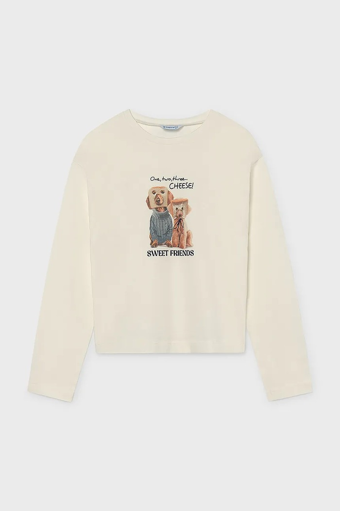 Mayoral longsleeve dziecięcy bawełniany 7001.8E.Junior.9BY2 beżowy AW26