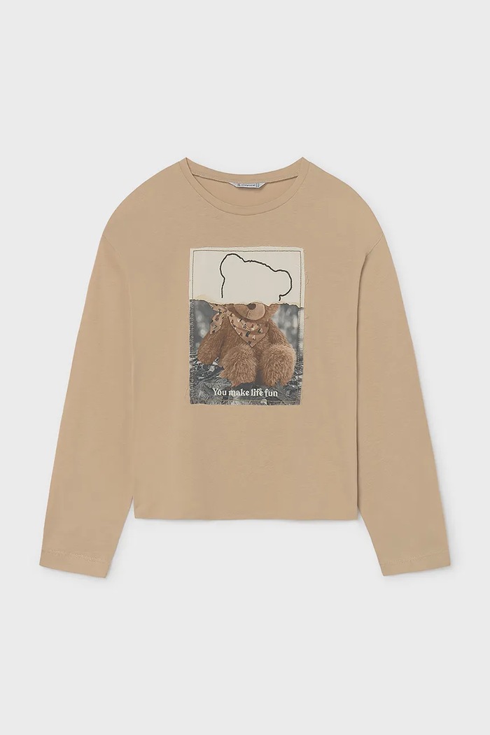 Mayoral блуза с дълги ръкави за деца от памук 7001.8E.Junior.9BY2 кафяв AW26