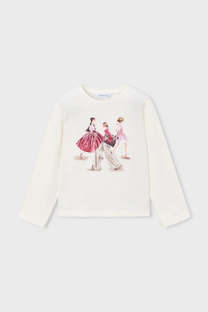 Mayoral longsleeve dziecięcy bawełniany z elastanem 4035.6L.Mini.9BY2 biały AW26