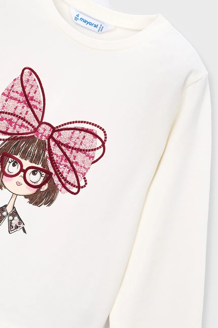 Dziewczynka Mayoral longsleeve dziecięcy bawełniany z elastanem 4034.6K.Mini.9BY2 beżowy