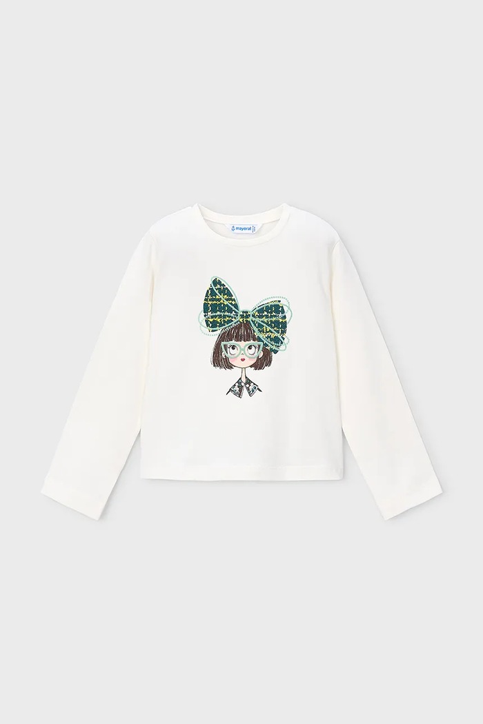 Mayoral longsleeve dziecięcy bawełniany z elastanem beżowy 4034.6K.Mini.9BY2
