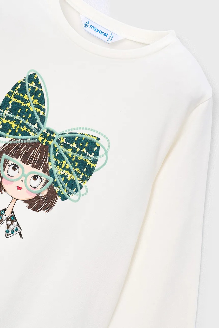 Dziewczynka Mayoral longsleeve dziecięcy bawełniany z elastanem 4034.6K.Mini.9BY2 beżowy